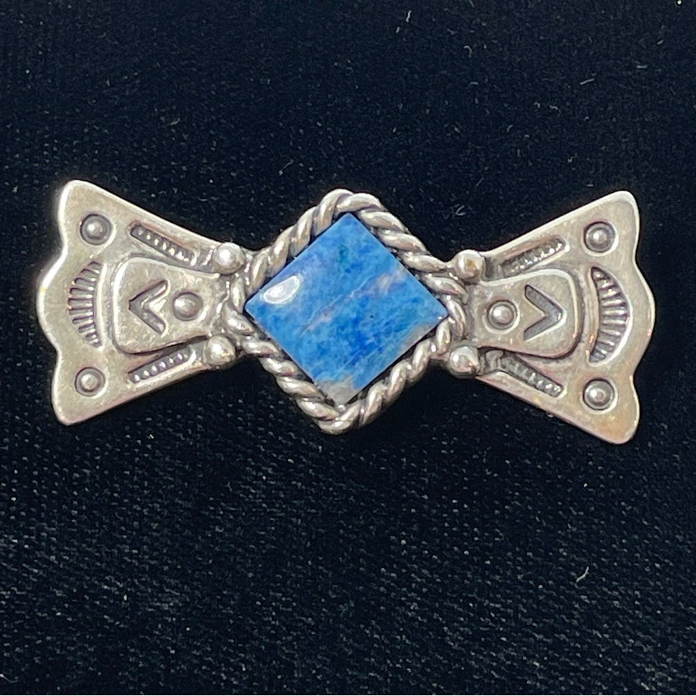 Silver and Blue Stone Brooch Carolyn Pollack Lapis and Sterling Pin